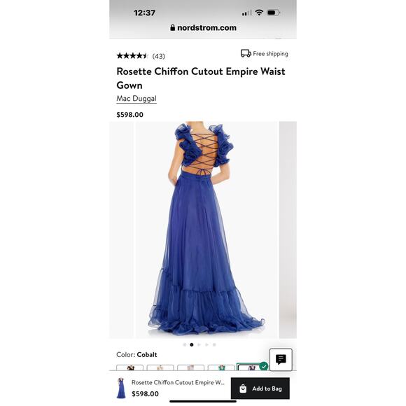 Mac Duggal 67911 Chiffon Cutout Ruffled Empire Waist Dress Size 6 NWT - Picture 10 of 13